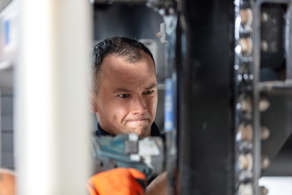 Schwenker Arbeiter am werken